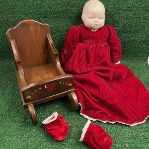 Bisque Head Character Baby‎ Doll Large Unmarked Handmade Clothing